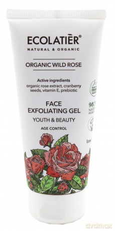ECOLATIER Organic Wild Rose Żel do mycia twarzy złuszczający - cera dojrzała 100 ml