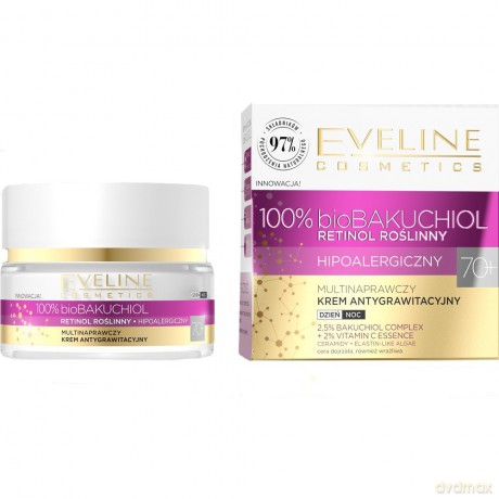 Eveline 100% Bio Bakuchiol Multinaprawczy Krem antygrawitacyjny 70+ na dzień i noc 50 ml