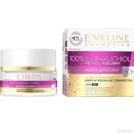 Eveline 100% Bio Bakuchiol Ultraliftingujący Krem wypełniający zmarszczki 60+ na dzień i noc 50 ml