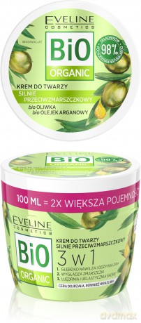 Eveline Bio Organic Krem do twarzy silnie przeciwzmarszczkowy 3w1 Bio Oliwka 100 ml