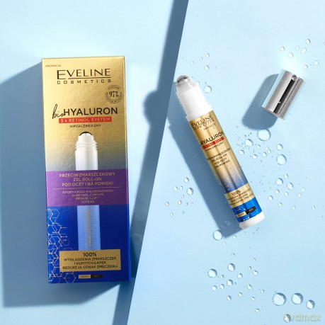 Eveline bioHYALURON 3xRetinol System Przeciwzmarszczkowy Żel roll-on pod oczy i na powieki 15 ml