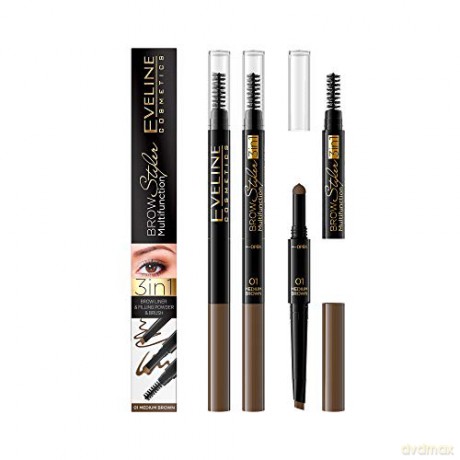 Eveline Brow Multifunction Styler Kredka do brwi 3w1 nr 01 Medium Brown 1szt