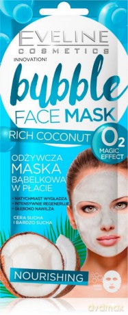 Eveline Bubble Face Maska bąbelkowa w płacie odżywcza - Rich Coconut 1szt