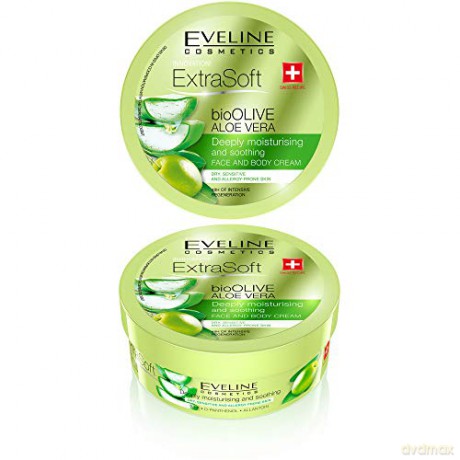 Eveline Extra Soft bio Oliwka i Aloes Łagodzący krem głęboko nawilżający do twarzy i ciała 175 ml