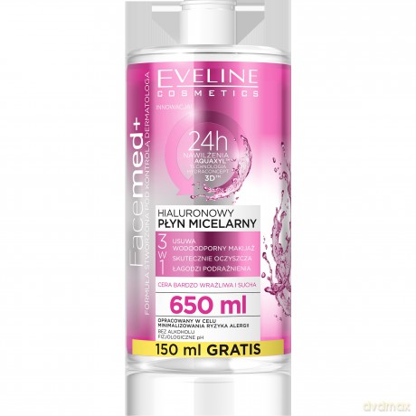 Eveline Facemed+ Hialuronowy Płyn micelarny 3w1 - cera bardzo wrażliwa i sucha 650 ml