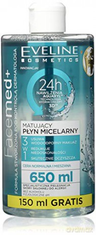 Eveline Facemed+ Matujący Płyn micelarny 3w1 - cera normalna i mieszana 650 ml