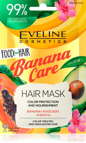 Eveline Food for Hair Banana Care Maska do włosów farbowanych - ochrona koloru i odżywienie 20 ml