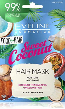 Eveline Food for Hair Sweet Coconut Maska do włosów normalnych i cienkich - nawilżenie i połysk 20 ml