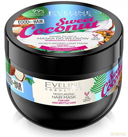 Eveline Food for Hair Sweet Coconut Maska do włosów normalnych i cienkich - nawilżenie i połysk 500 ml