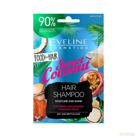 Eveline Food for Hair Sweet Coconut Szampon do włosów normalnych i cienkich - nawilżenie i połysk 20 ml