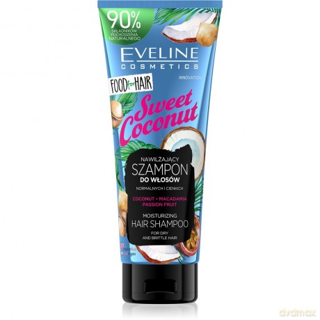 Eveline Food for Hair Sweet Coconut Szampon do włosów normalnych i cienkich - nawilżenie i połysk 250 ml