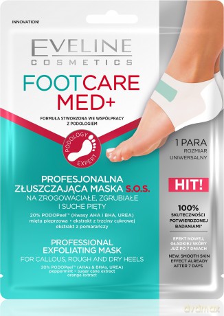 Eveline Foot Care Med+ Profesjonalna Złuszczająca Maska płachtowa S.O.S na pięty 1 para