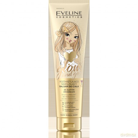 Eveline Glow and Go Balsam do ciała rozświetlająco - nawilżający ze złotymi drobinkami 150 ml