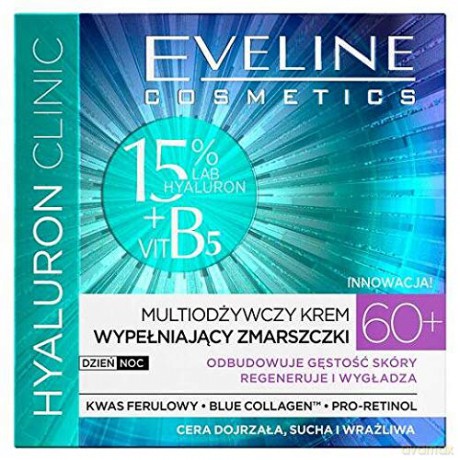 Eveline Hyaluron Clinic 60+ Multiodżywczy Krem wypełniający zmarszczki na dzień i noc 50 ml