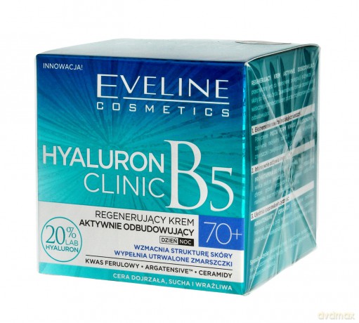 Eveline Hyaluron Clinic 70+ Regenerujący Krem aktywnie odbudowujący na dzień i noc 50 ml