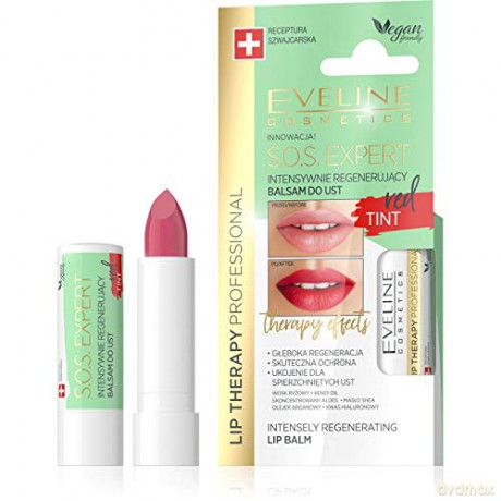 Eveline Lip Therapy S.O.S. Expert Intensywnie regenerujący balsam do ust Tint Red 1szt