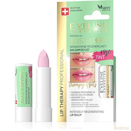 Eveline Lip Therapy S.O.S. Expert Intensywnie regenerujący balsam do ust Tint Rose 1szt