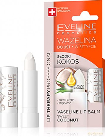 Eveline Lip Therapy Wazelina do ust w sztyfcie nawilżająca Słodki Kokos 1szt