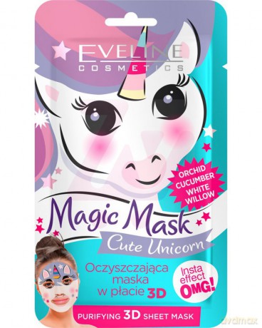 Eveline Magic Mask Oczyszczająca Maska w płacie 3D Cute Unicorn 1szt