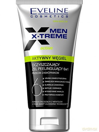 Eveline Men X-Treme 6w1 Oczyszczający Żel peelingujący z aktywnym węglem 150 ml