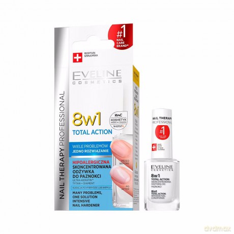 Eveline Nail Therapy Lakier odżywka do paznokci 8w1 Total Action 12 ml