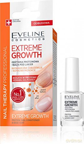 Eveline Nail Therapy Odżywka proteinowa do paznokci + baza Extreme Growth 12 ml