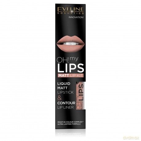 Eveline OH! My Lips Zestaw do makijażu ust (Pomadka +konturówka) nr 01 Neutral Nude 1op.
