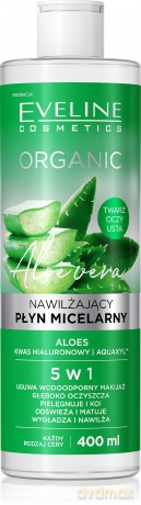 Eveline Organic Aloe Vera Nawilżający Płyn micelarny 5w1 - każdy rodzaj cery 400 ml