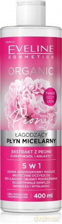 Eveline Organic Peony Łagodzący Płyn micelarny 5w1 - cera wrażliwa i nadwrażliwa 400 ml
