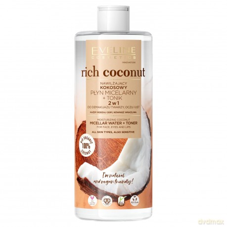 Eveline Rich Coconut Kokosowy Płyn micelarny + tonik 2w1 500 ml