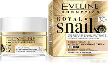 Eveline Royal Snail 30+ Skoncentrowany Krem aktywnie wygładzający na dzień i noc 50 ml
