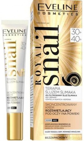 Eveline Royal Snail 30+/40+ Skoncentrowany Krem rozświetlający pod oczy i na powieki na dzień i noc 20 ml