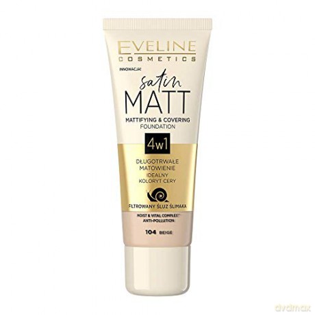Eveline Satin Matt Podkład matujący 4w1 nr 104 Beige 30 ml