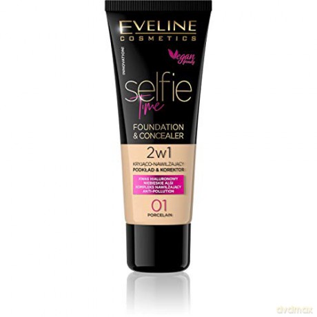 Eveline Selfie Time Podkład 2w1 kryjąco-nawilżający nr 01 Porcelain 30 ml
