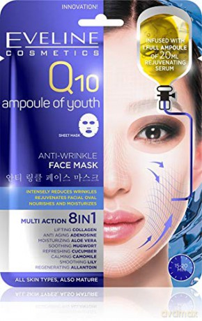 Eveline Sheet Mask Q10 Maska na tkaninie Anti-Wrinkle 8w1 1szt