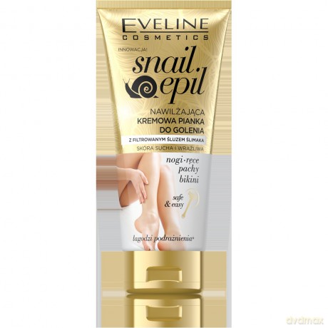 Eveline Snail Epil Nawilżająca Kremowa Pianka do depilacji ze śluzem ślimaka-skóra sucha i wrażliwa 175 ml
