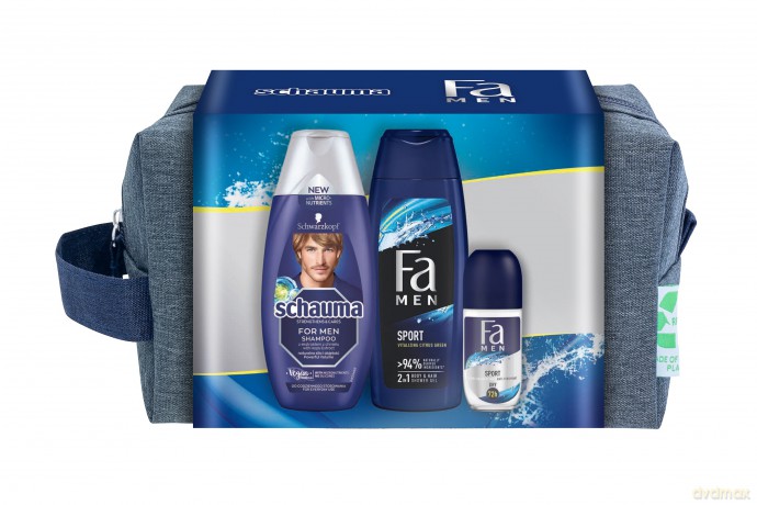 Fa Schauma Men Zestaw prezentowy Sport (Żel pod prysznic 250 ml+ Roll-on 50 ml+ Szampon250 ml)