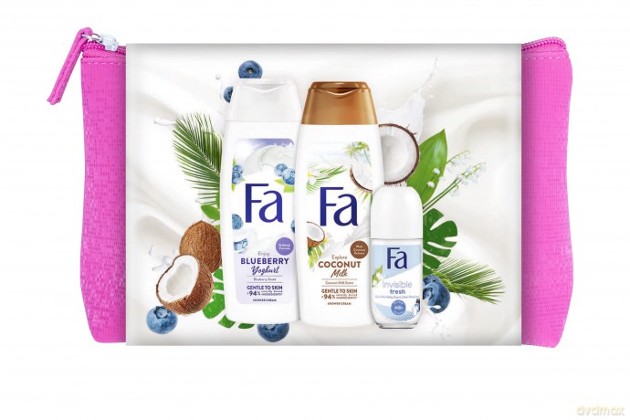 Fa Zestaw prezentowy Blueberry/ Coconut (Żel pod prysznic 250 ml+ Invisible Fresh Roll-on 50 ml)