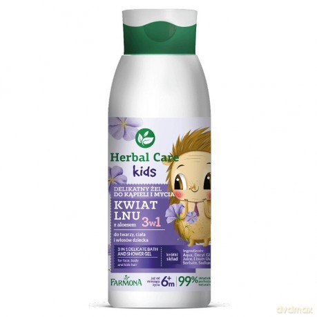 Farmona Herbal Care Kids Delikatny Żel do kąpieli i mycia dla dzieci 3w1 Kwiat Lnu 400 ml
