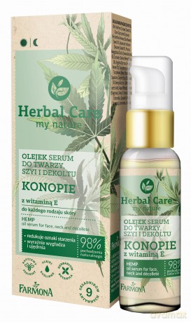 Farmona Herbal Care Olejek Serum do twarzy,szyi i dekoltu - Konopie z witaminą E 50 ml