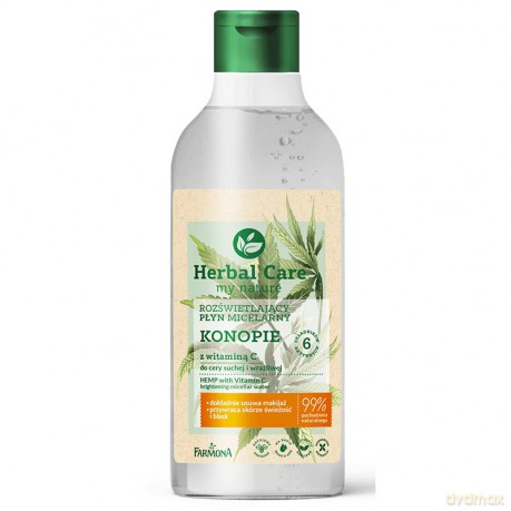 Farmona Herbal Care Rozświetlający Płyn micelarny Konopie z Witaminą C - cera sucha i wrażliwa 400 ml