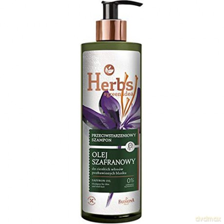 Farmona Herbs Przeciwstarzeniowy Szampon do włosów cienkich i pozbawionych blasku - Olej Szafranowy 400 ml