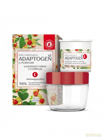 Floslek Adaptogen Łagodzący Krem z lukrecją na noc - ECO zestaw (słoik + wkład) 50 ml