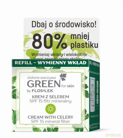 Floslek Green for Skin Krem z selerem na dzień SPF15 - nawilżający REFILL - zapas 50 ml