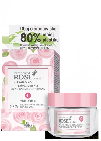 Floslek Rose for Skin Różany Krem przeciwzmarszczkowy na noc ECO zestaw 50 ml