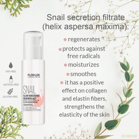 Floslek Snail Elixir - Koncentrat regenerujący na dzień i noc 30 ml