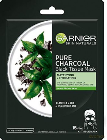 Garnier Skin Naturals Pure Charcoal Maska w płacie Black Tissue - Czarna Herbata 28g