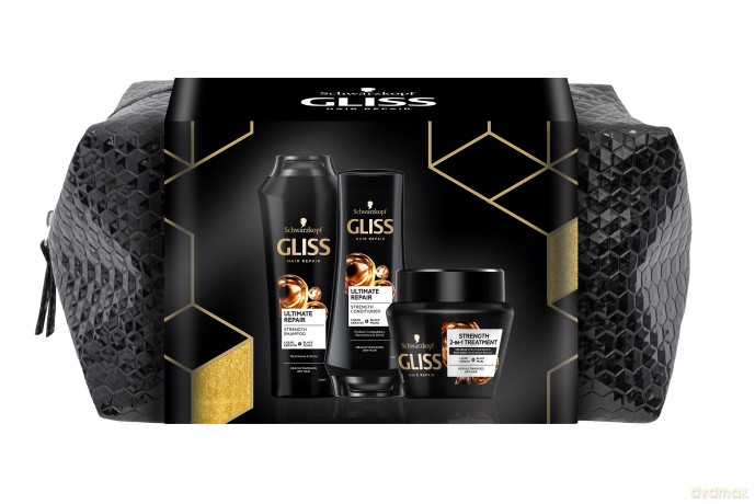 Gliss Hair Repair Zestaw prezentowy Ultimate Repair (szampon 250 ml+Balsam 200 ml+maska 2w1 300 ml)