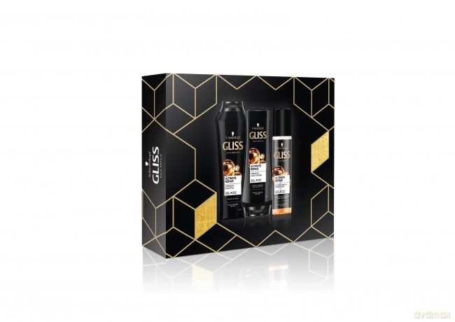 Gliss Kur Zestaw prezentowy Ultimate Repair (Szampon 200 ml+Balsam 200 ml+odżywka expresowa 200 ml)