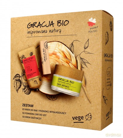 Gracja BIO Zestaw prezentowy (krem do rąk50 ml+krem na dzień i noc 50 ml+pomadka 2w1 5g)